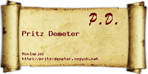 Pritz Demeter névjegykártya